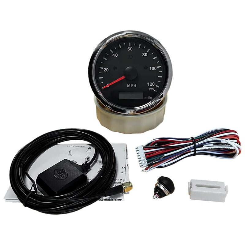 ELING Auto Speed Gauge Kit MPH GPS Speedometer Odometer 125MPH Mileage Adjustable Overspeed Alarm for Boat Car Truck Motorcycle 85MM 12V 24V - Image 4